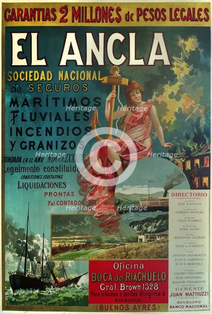 El Ancla Seguros Sociedad Nacional, 1900-1905. Creator: Simonetti, Cesare (1862-1912).