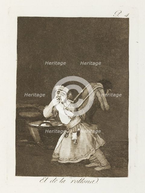 El de la rollona.; Los Caprichos, pl.4, 1799. Creator: Francisco Goya.