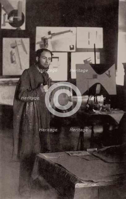 El Lissitzky in his studio in Vitebsk, 1919. Creator: Anonymous.