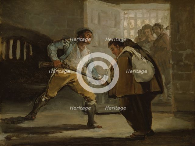 El Maragato Threatens Friar Pedro de Zaldivia with His Gun, c. 1806. Creator: Francisco Goya.