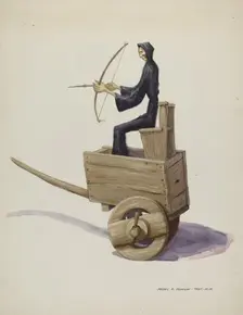 El Muerto Death Figure and Cart, c. 1937. Creator: Majel G. Claflin