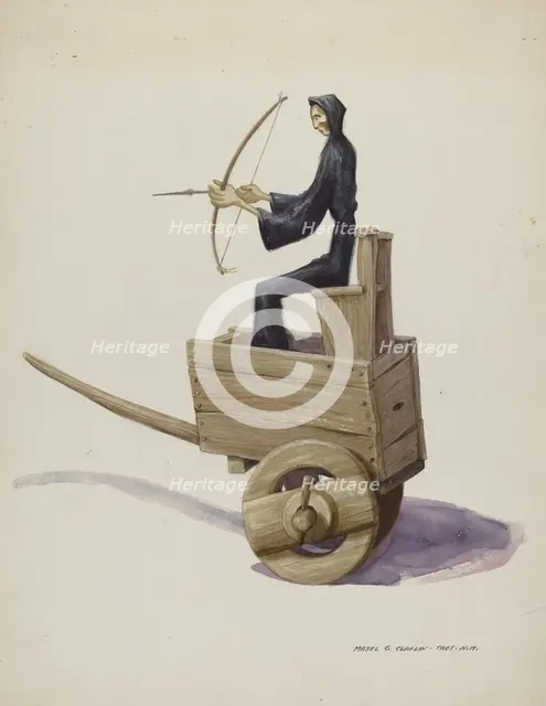 El Muerto Death Figure and Cart, c. 1937. Creator: Majel G. Claflin.