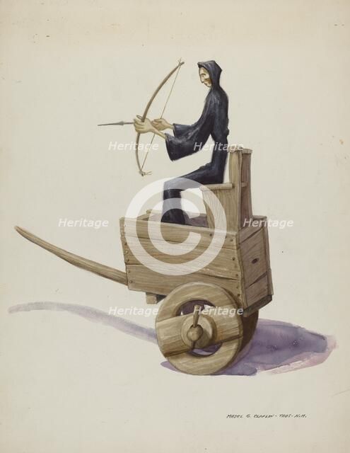 El Muerto Death Figure and Cart, c. 1937. Creator: Majel G. Claflin.