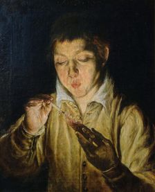 El Soplón (Boy Blowing on a Taper), ca 1571-1572. Creator: El Greco, Dominico (1541-1614)