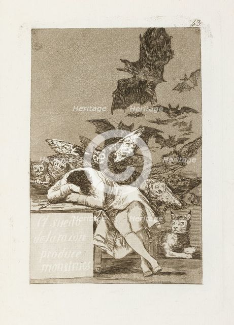 El sueño de la razon produce monstruos.; Los Caprichos, pl.43, 1799. Creator: Francisco Goya.