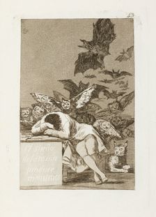 El sueño de la razon produce monstruos.; Los Caprichos, pl.43, 1799. Creator: Francisco Goya
