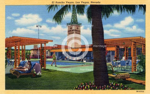 'El Rancho Vegas, Las Vegas, Nevada', postcard, 1943. Artist: Unknown