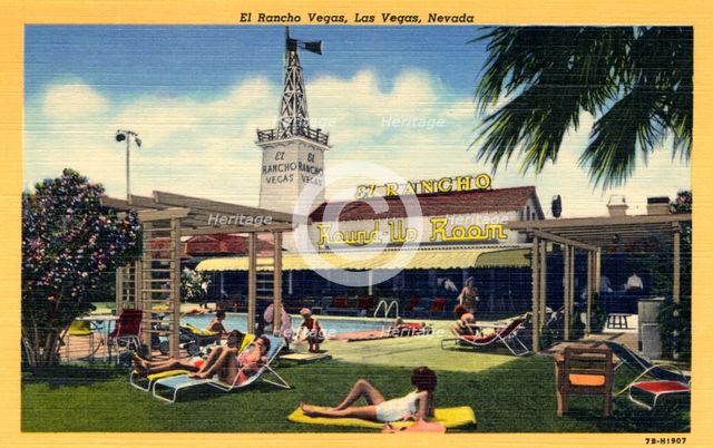 'El Rancho Vegas, Las Vegas, Nevada', postcard, 1947. Artist: Unknown