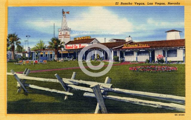 'El Rancho Vegas, Las Vegas, Nevada', postcard, 1950. Artist: Unknown