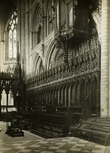 Ely Cathedral: Choir Stalls, 1891. Creator: Frederick Henry Evans