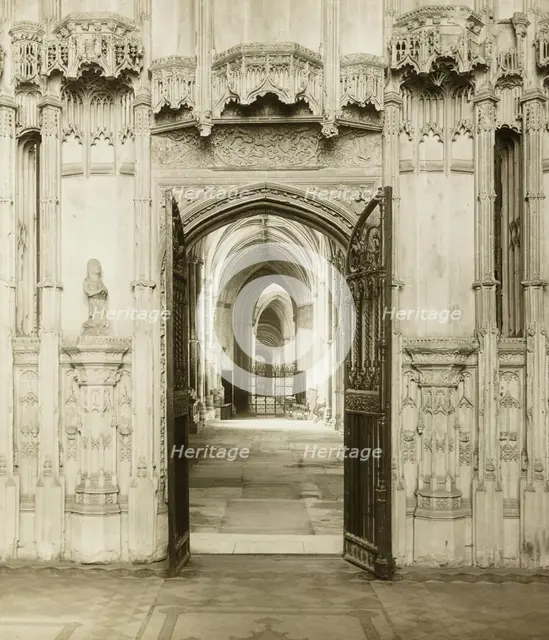 Ely Cathedral: From Br. West's Chapel into South Choir Aisle, c. 1891. Creator: Frederick Henry Evans.