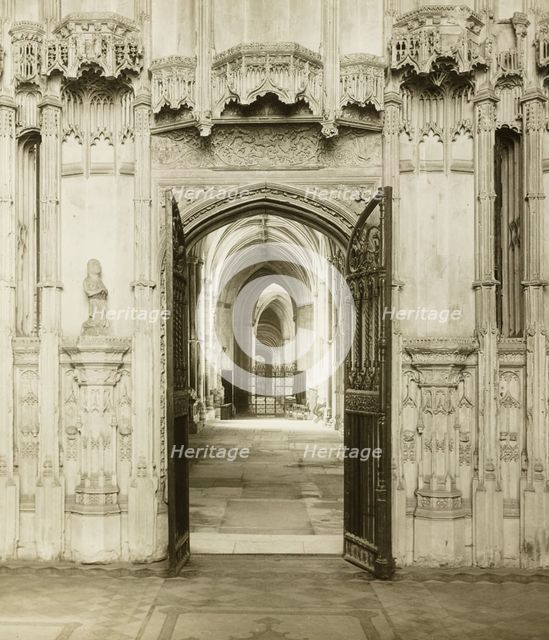 Ely Cathedral: From Br. West's Chapel into South Choir Aisle, c. 1891. Creator: Frederick Henry Evans.