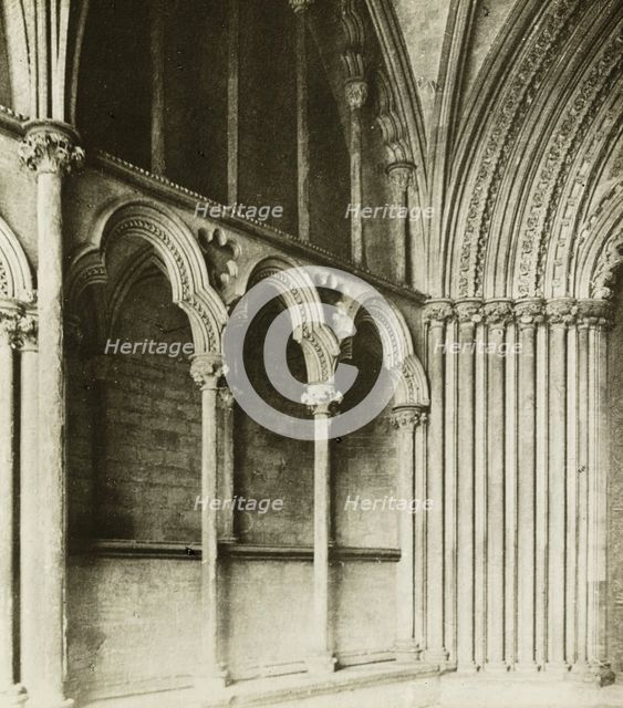 Ely Cathedral: Galilee Porch, details, c. 1891. Creator: Frederick Henry Evans.