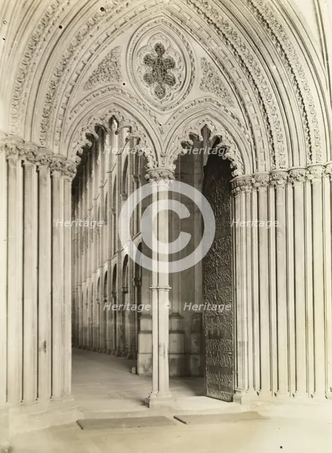 Ely Cathedral: Galilee Porch, Door into Nave, c. 1891. Creator: Frederick Henry Evans.
