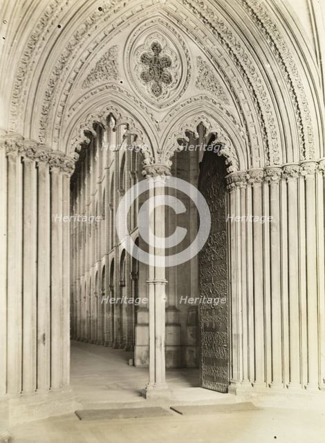 Ely Cathedral: Galilee Porch, Door into Nave, c. 1891. Creator: Frederick Henry Evans.