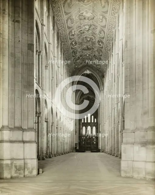Ely Cathedral: Nave from Porch Door, 1891. Creator: Frederick Henry Evans.