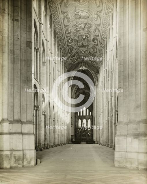 Ely Cathedral: Nave from Porch Door, 1891. Creator: Frederick Henry Evans.