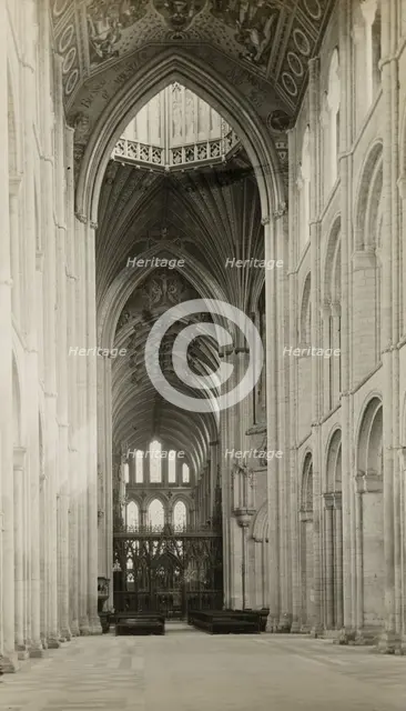 Ely Cathedral: Nave to East, from Octagon Arch, 1891. Creator: Frederick Henry Evans.
