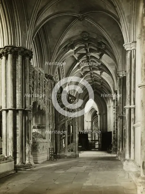 Ely Cathedral: North Choir Aisle to West, 1891. Creator: Frederick Henry Evans.