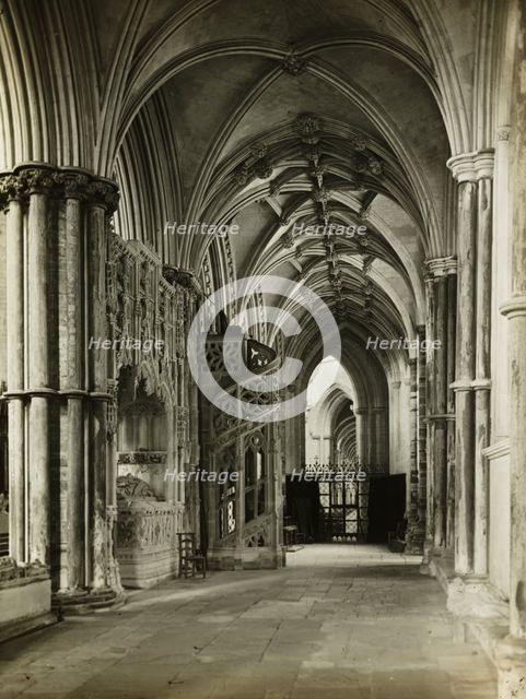 Ely Cathedral: North Choir Aisle to West, 1891. Creator: Frederick Henry Evans.