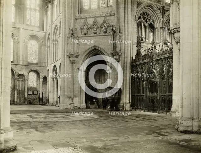 Ely Cathedral: Octagon from South Transept Chairs & Benches Removed, 1899. Creator: Frederick Henry Evans.