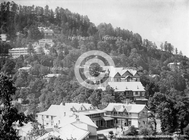'Elysium Hotel, houses on the nothern slopes of Jakko', Shimla, India, early 20th century. Artist: Unknown