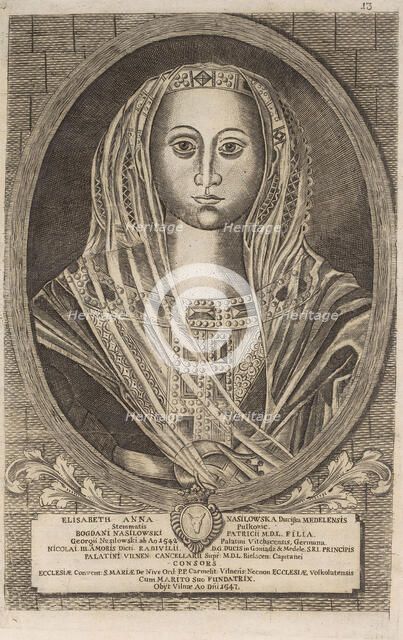 Elzbieta Radziwill (Sakowicz). From: Icones Familiae Ducalis Radivilianae, 1758.
