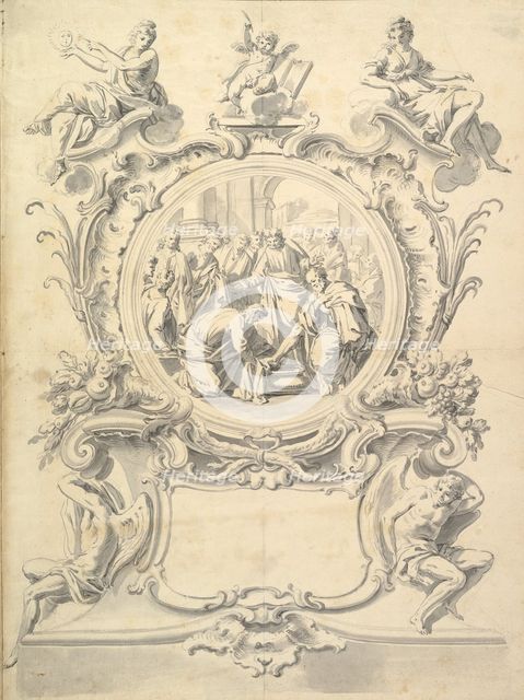 Elaborately Framed Roundel of Christ Washing the Feel of the Apostles, after 1800 (?). Creator: Anon.