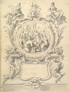 Elaborately Framed Roundel of Christ Washing the Feel of the Apostles, after 1800 (?). Creator: Anon