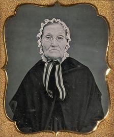 Elderly Woman Wearing Glasses and a Soft Bonnet, 1850s. Creator: Unknown