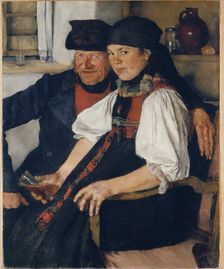 Elderly Farmer and Young Girl ("The Unequal Couple"), 1876-1877. Creator: Wilhelm Maria Hubertus Leibl