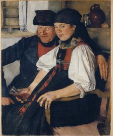 Elderly Farmer and Young Girl ("The Unequal Couple"), 1876-1877. Creator: Wilhelm Maria Hubertus Leibl