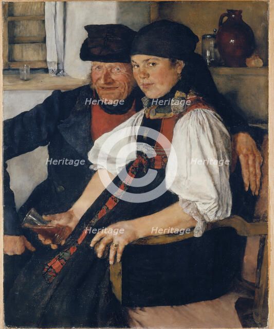 Elderly Farmer and Young Girl ("The Unequal Couple"), 1876-1877. Creator: Wilhelm Maria Hubertus Leibl.