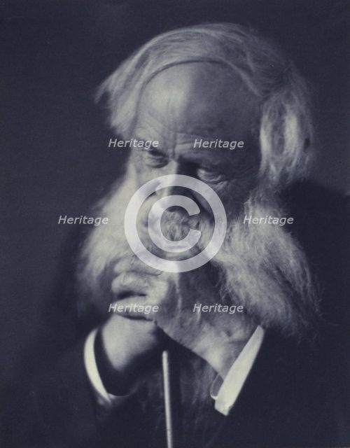 Elderly man clasping a cane(?), head-and-shoulders portrait, c1900. Creator: Horace L Bundy.