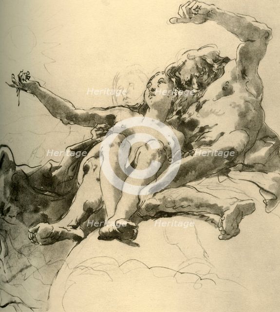 'Elderly Man beside a Young Woman who points up to the Sun', mid 18th century, (1928). Artist: Giovanni Battista Tiepolo.