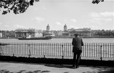 Elderly man by the River Thames, London, c1945-c1965. Artist: SW Rawlings
