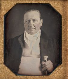 Elderly Man Holding Ivory-topped Walking Stick, 1840s. Creator: John Plumbe
