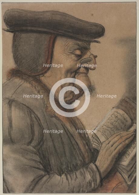 Elderly Man Reading a Book, first half 1600s. Creator: Nicolas Lagneau (French, 1590-1666).