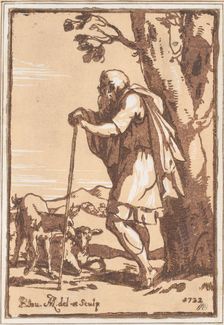 Elderly Shepherd Leaning on a Staff, 1722. Creator: Anton Maria Zanetti
