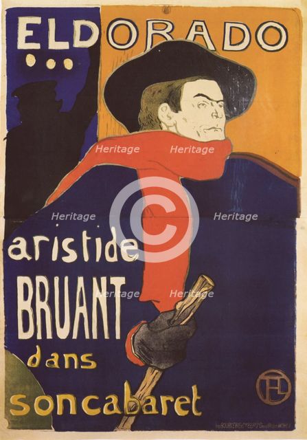 Eldorado, Aristide Bruant (Poster), 1892. Artist: Toulouse-Lautrec, Henri, de (1864-1901)
