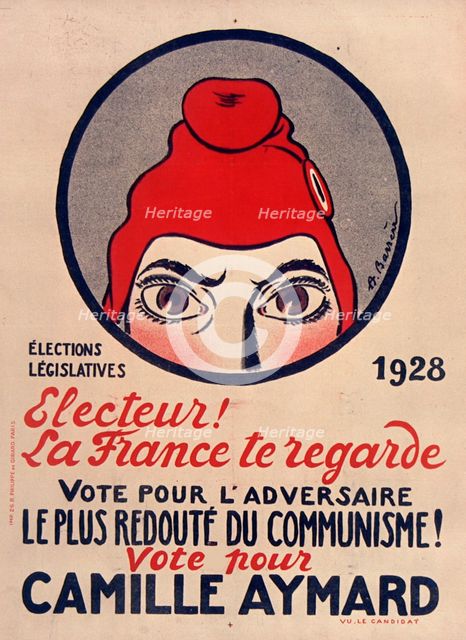 Electeur! la France te regarde , 1928. Creator: Barrère, Adrien (1877-1931).