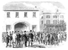 Election Day in New York: a polling-place among the "Upper Ten", 1864. Creator: Unknown