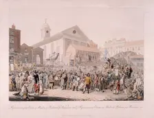Election in Covent Garden, London, 1818. Artist: Rudolph Ackermann