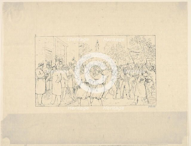 Election in Baltimore, November, 1862 (from Confederate War Etchings), 1861-63. Creator: Adalbert John Volck.