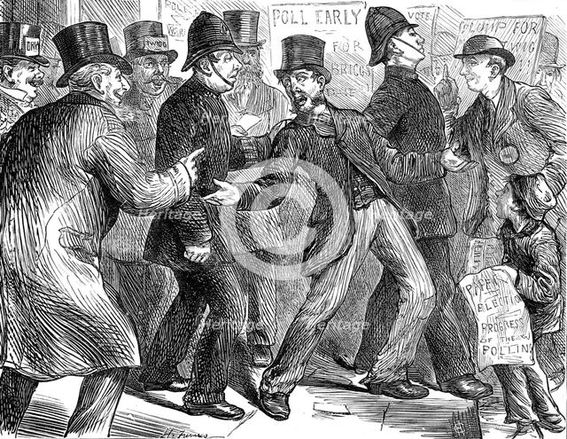 Election Sketches: the fate of a personator, 1880. Creator: Unknown.