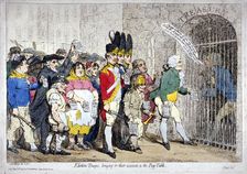 Election-troops, bringing in their accounts, to the pay-table 1788. Artist: James Gillray