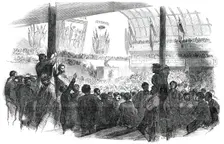 Electoral Meeting in the Salle Martel, Paris, 1850. Creator: Smyth