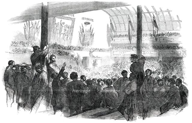 Electoral Meeting in the Salle Martel, Paris, 1850. Creator: Smyth.