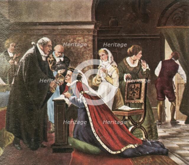 Electress Elisabeth takes communion after the protestant service, (1936). Creator: Unknown.