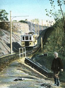 Electric funicular railway up to Mount Vesuvius in Naples, 1910